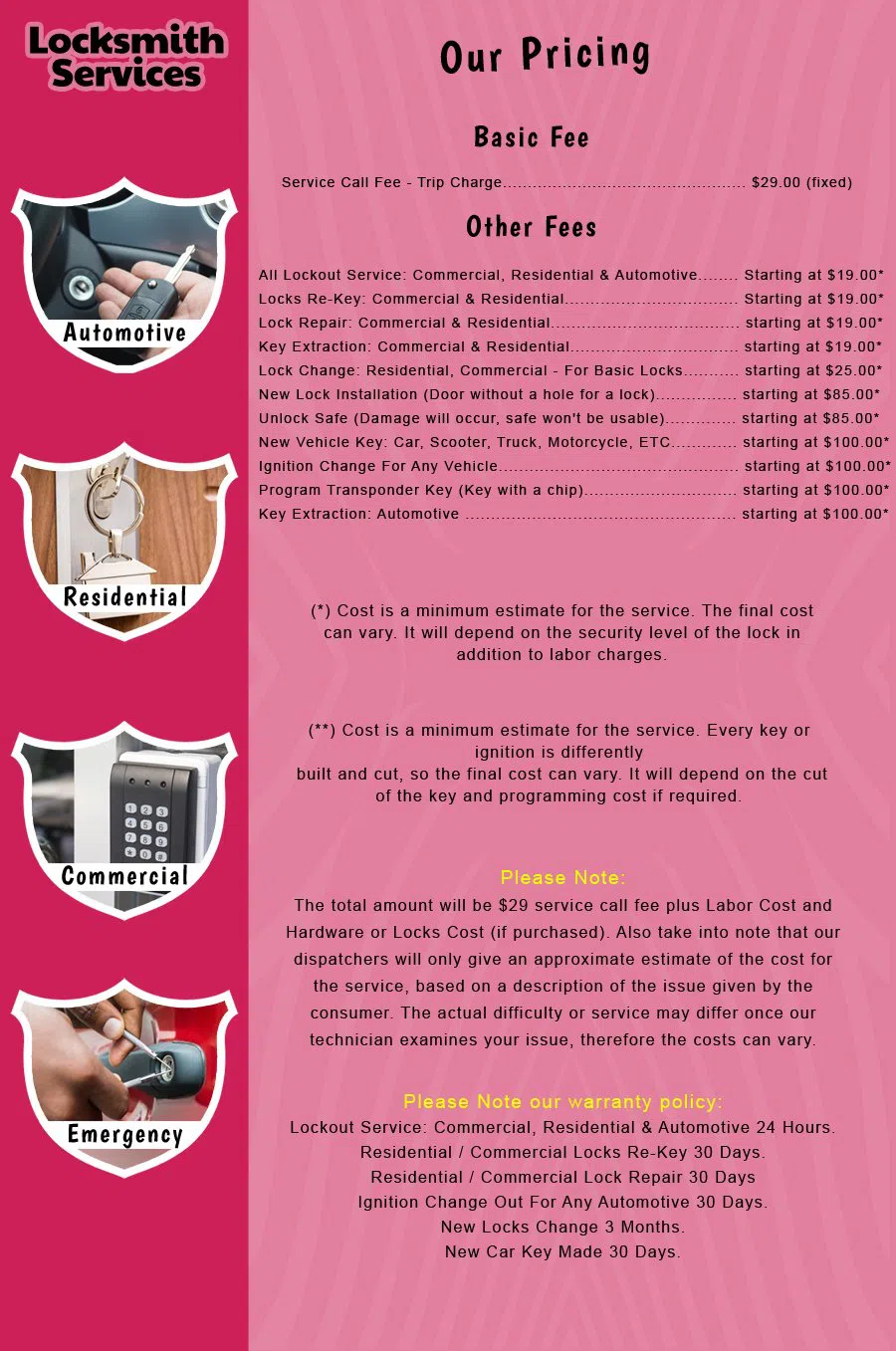 Shrewsbury NJ Locksmith Store Shrewsbury, NJ 732-608-8108 - price-list-c-18